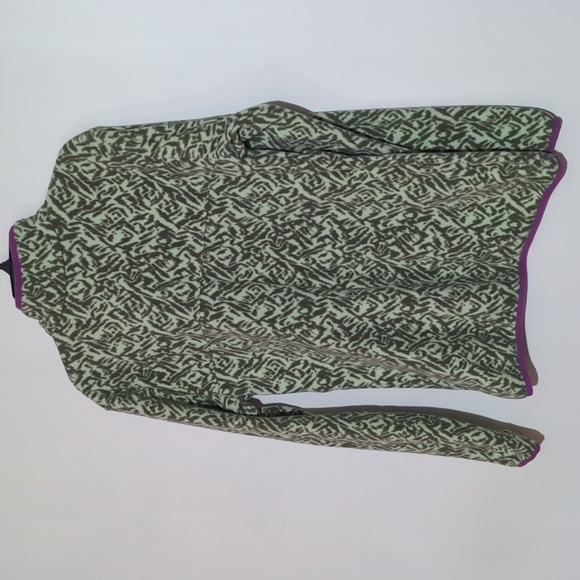 Columbia Green Fleece Pullover Jacket Medium Snap Neck - Picture 3 of 6